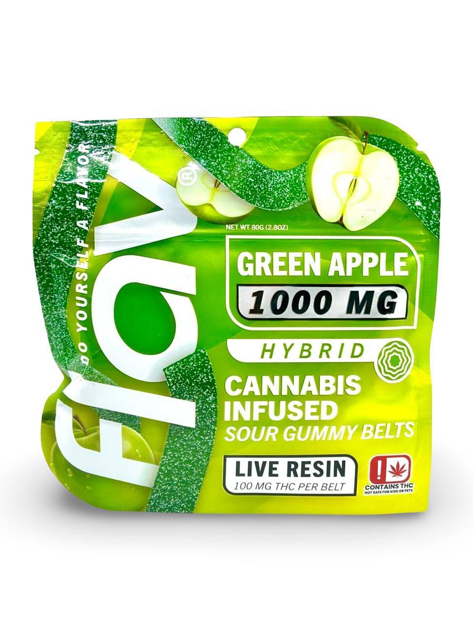 Green Apple Belts - Live Resin Gummies - 1000mg - SPECIAL PRICE!