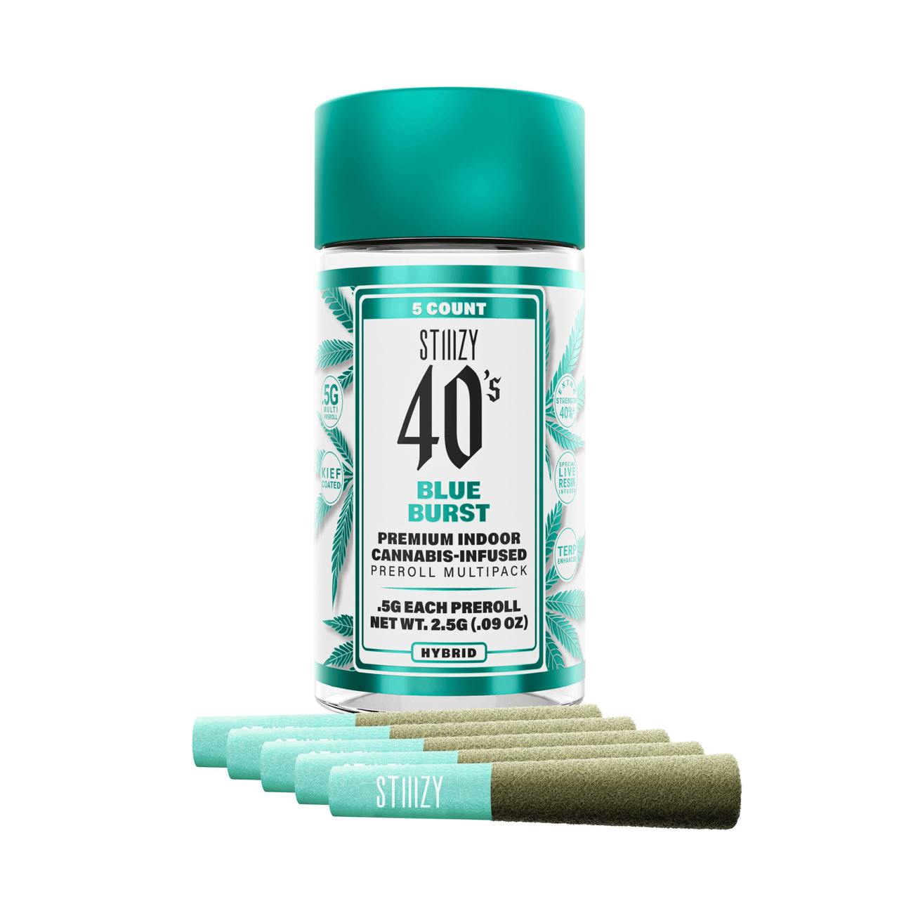 Blue Burst - Infused Mini Joints - Kief Coated - (5 J's Per Pack x 0.5g ea)