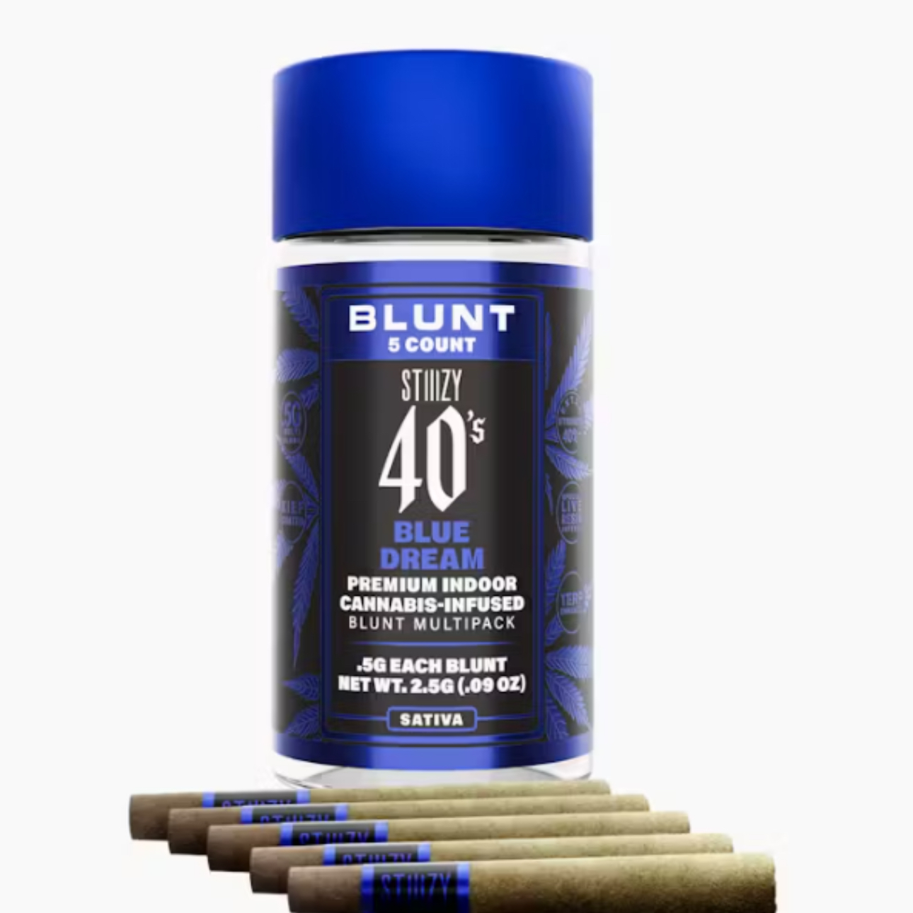 Blue Dream - Infused Mini Blunts - Kief Coated - (5 J's Per Pack x 0.5g ea)