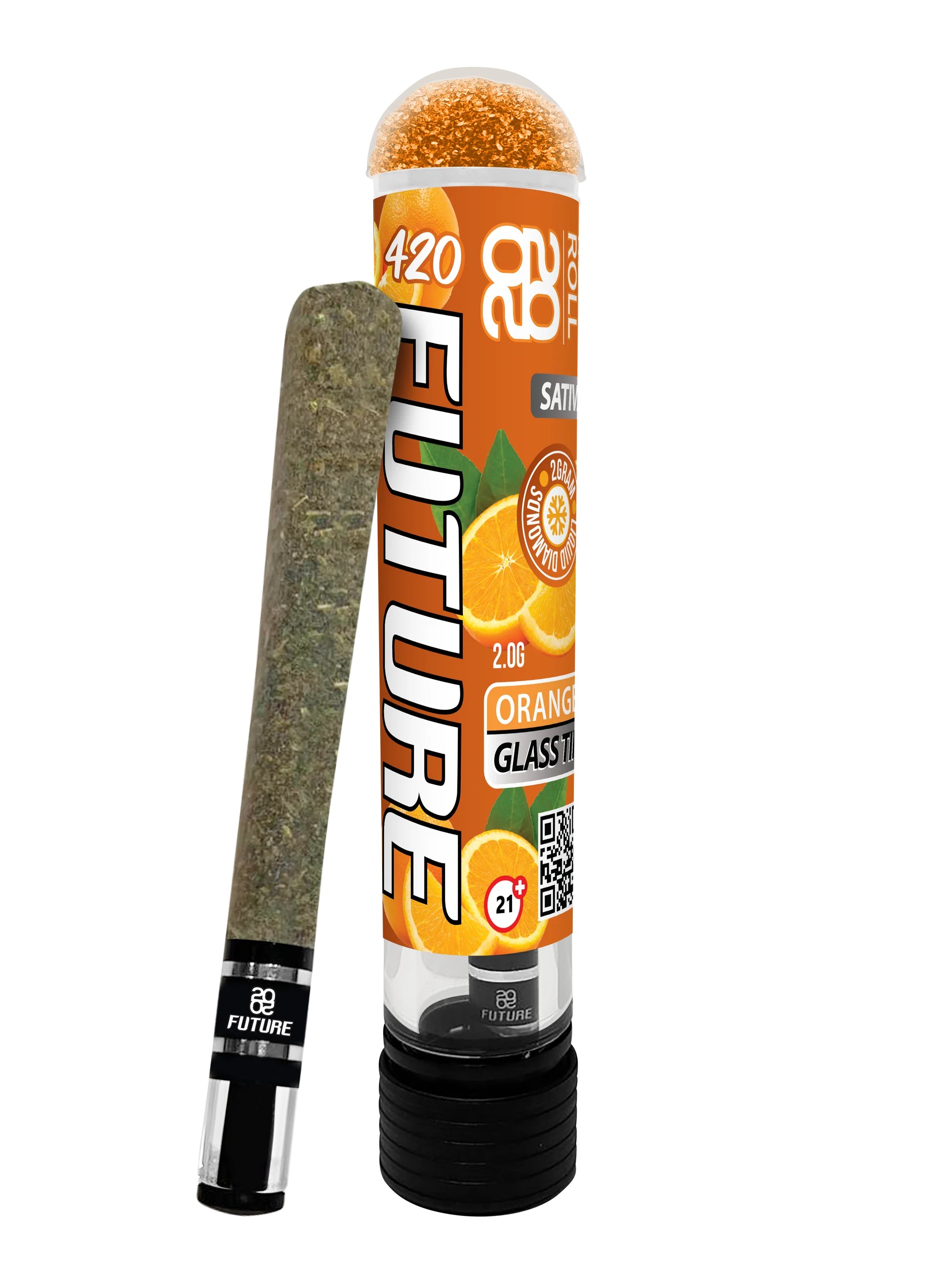 Premium Glass Tip Pre-Roll with Infused Gummy : Orange 2g