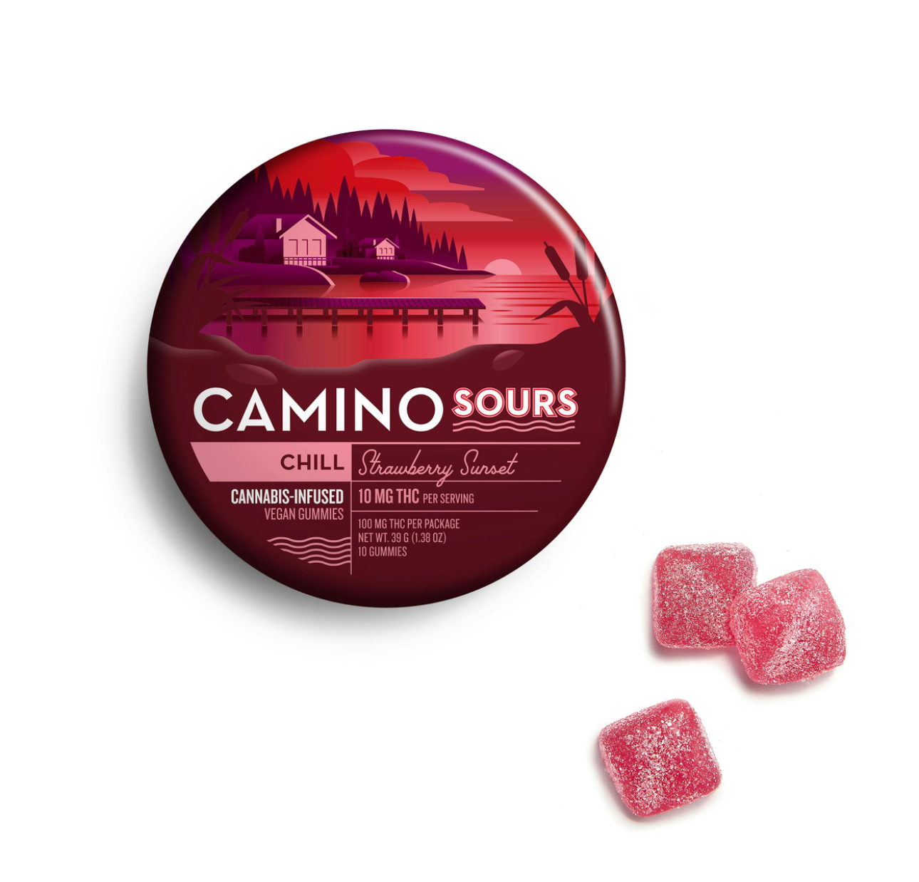Camino Strawberry Sunset Chill Gummies - 10mg/100mg