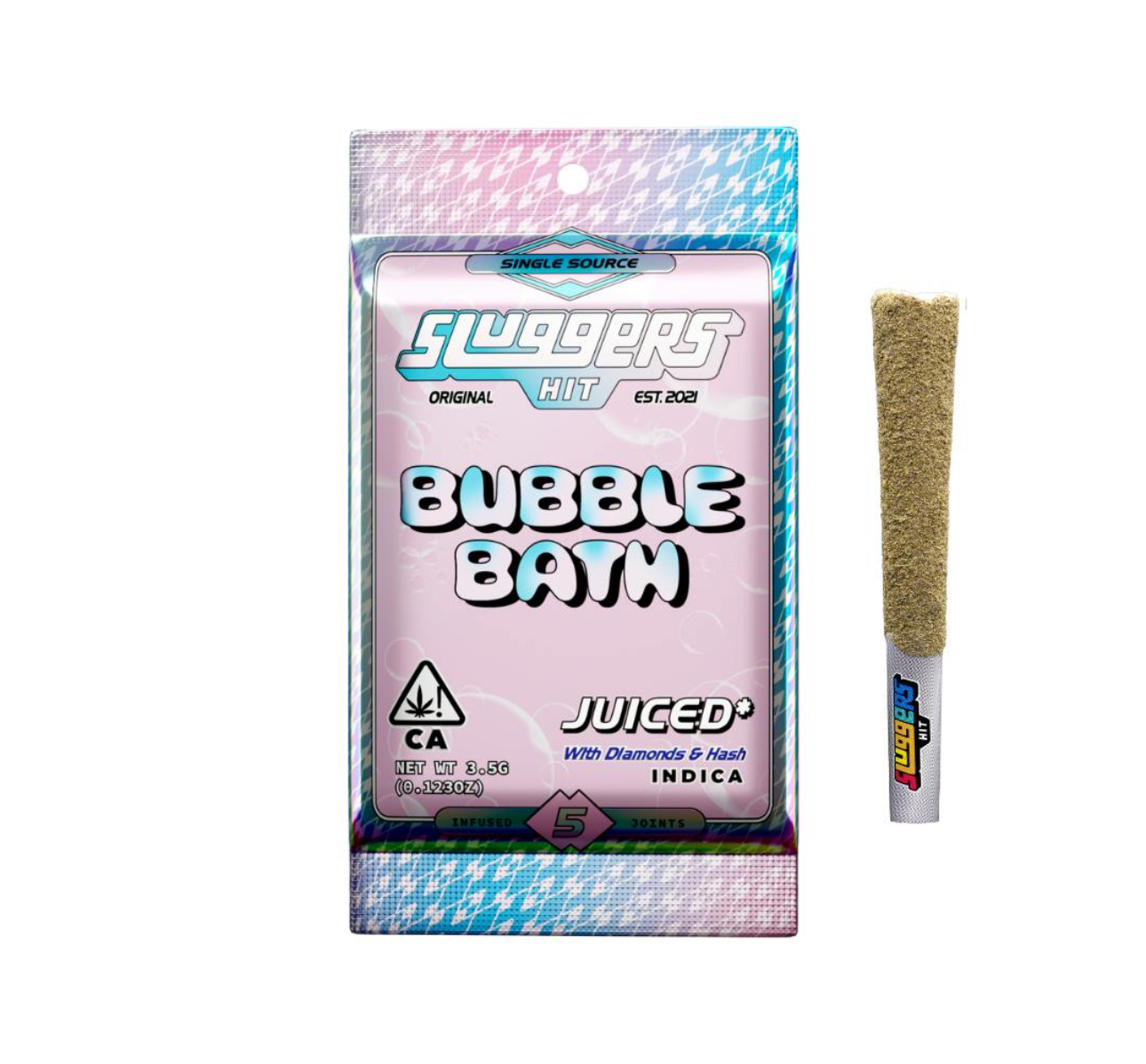 Bubble Bath - Sluggers Hit Prerolls - Diamond and Hash Infused - 3.5g/5pk
