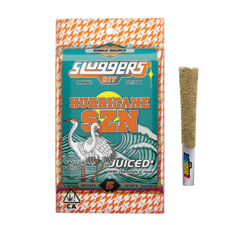 Hurricane SZN (Sativa) - Sluggers Hit Prerolls - Diamonds and Hash Infused - 3.5g/5pk