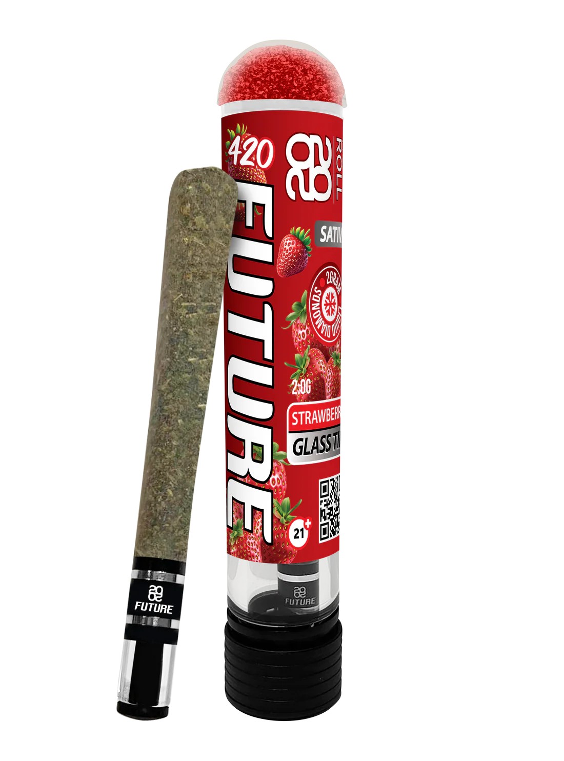 Premium Glass Tip Pre-Roll with Infused Gummy : Strawberry 2g